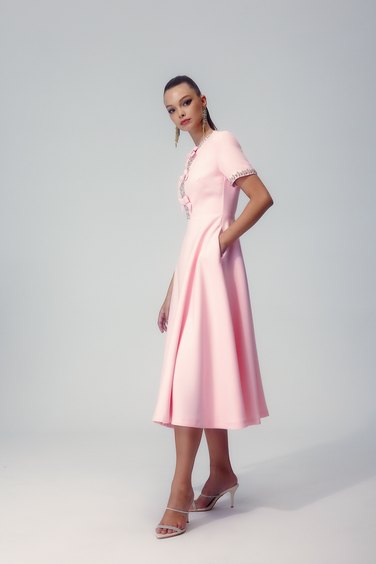 Zoe Bowknot Crystal-embellished Maxi-Length Dress