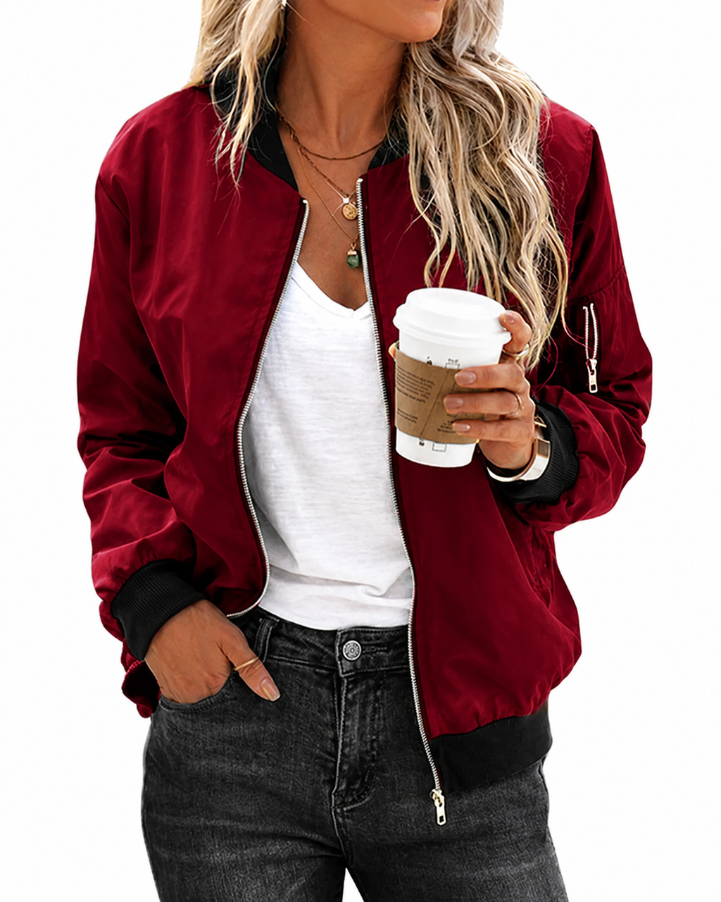 Ladies Bomber Jacket Classic Style High-Quality Fabrics