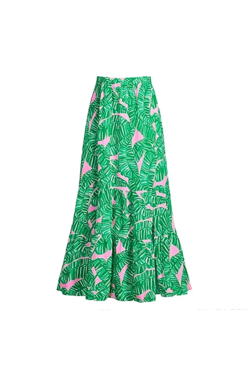 Green Zip-Front Flower Surf Set