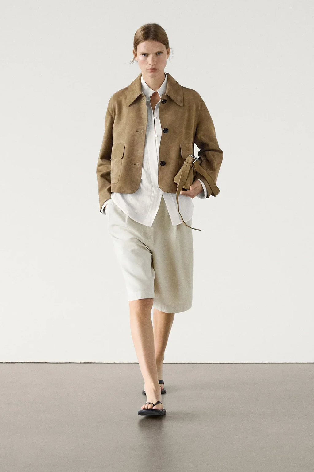 Modern Split suede leather jacket with pocket