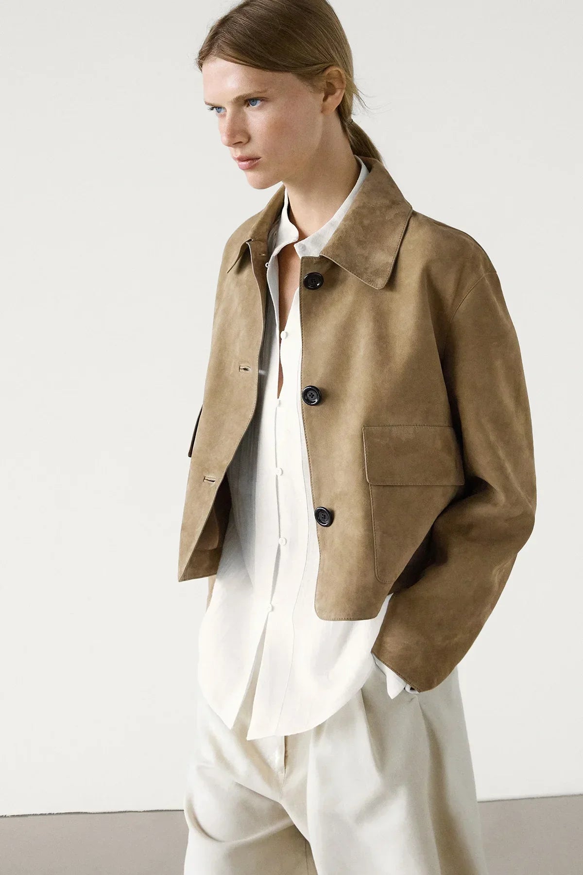Modern Split suede leather jacket with pocket