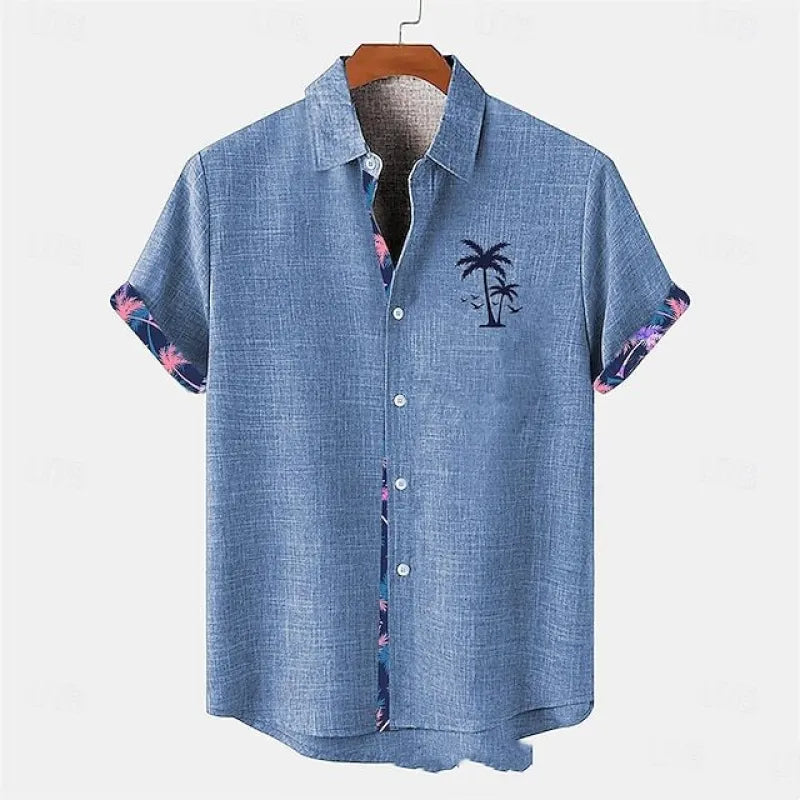 Men's Gingham Shirt – Short Sleeve Contrast Cuff Detail