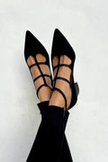 Women's Pointed Toe Strappy Block Heel Pumps