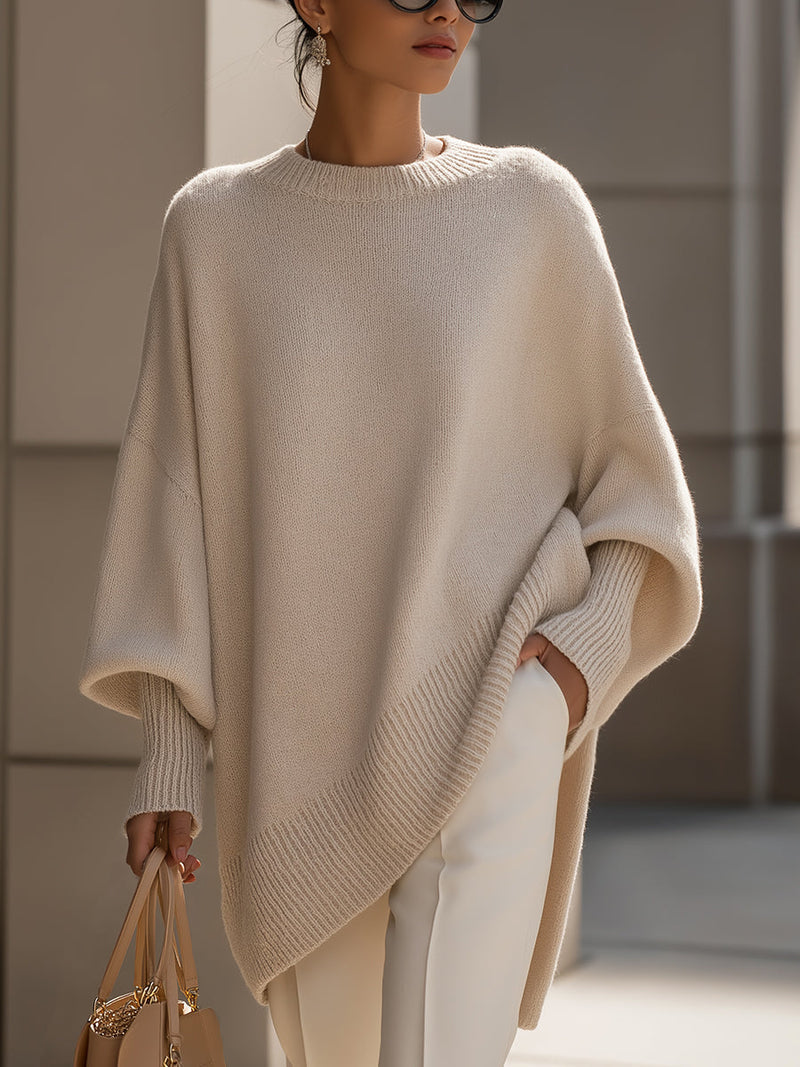 Women’s Oversized Asymmetrical Poncho Sweater
