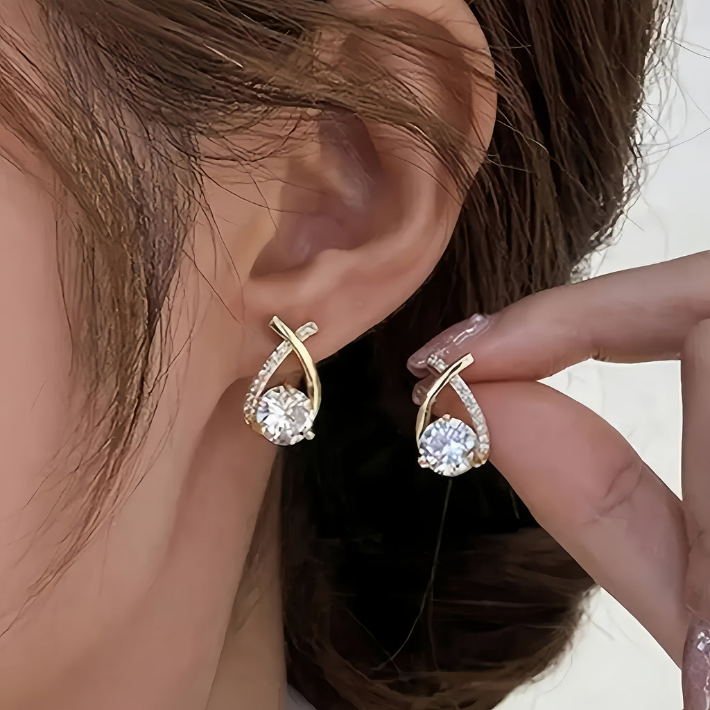 Gold Cross Cubic Zirconia Earrings - Private Collection