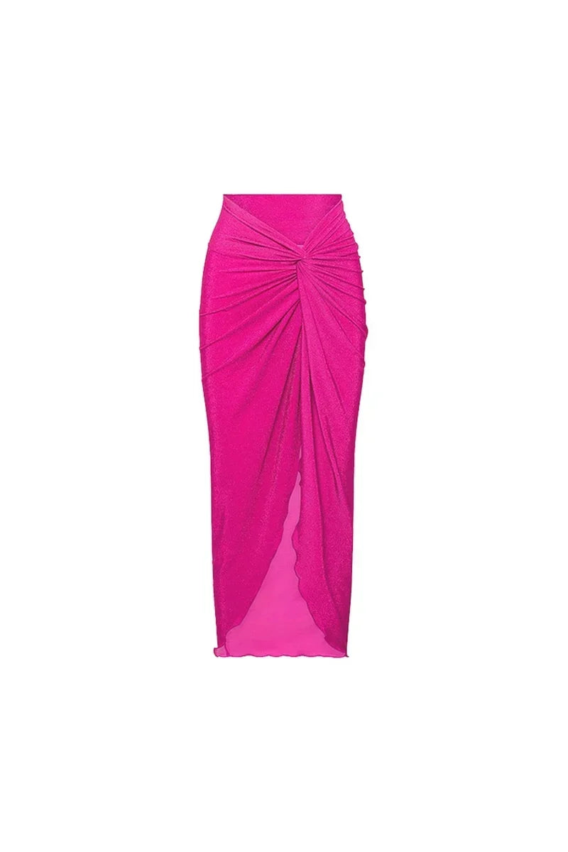 Fluorescent Pink Open-Back Swimwear Set