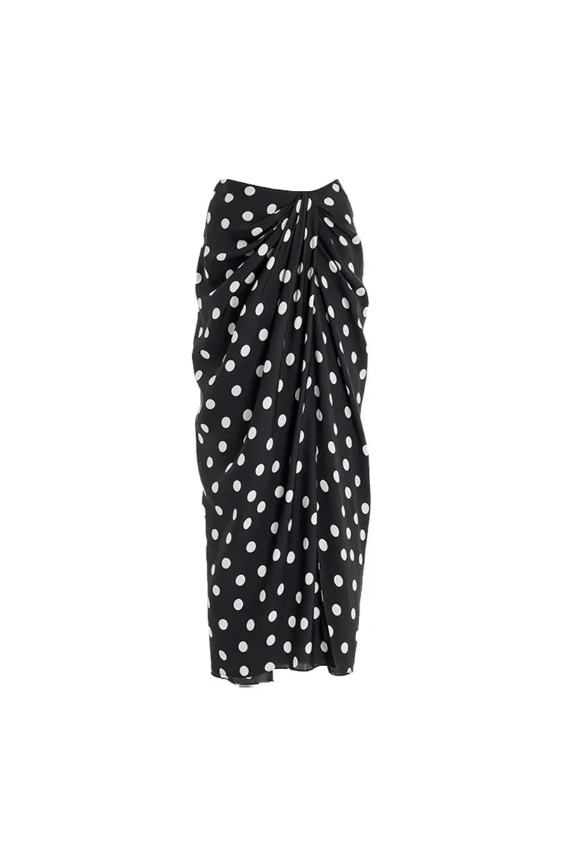 Two-Piece Bikini with Polka Dot Wrap Skirt