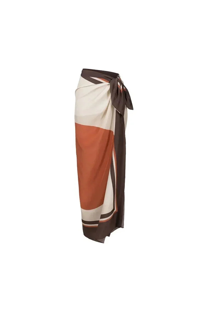 Modern Luxury Reversible Swimsuit with Equestrian-Scarf Print