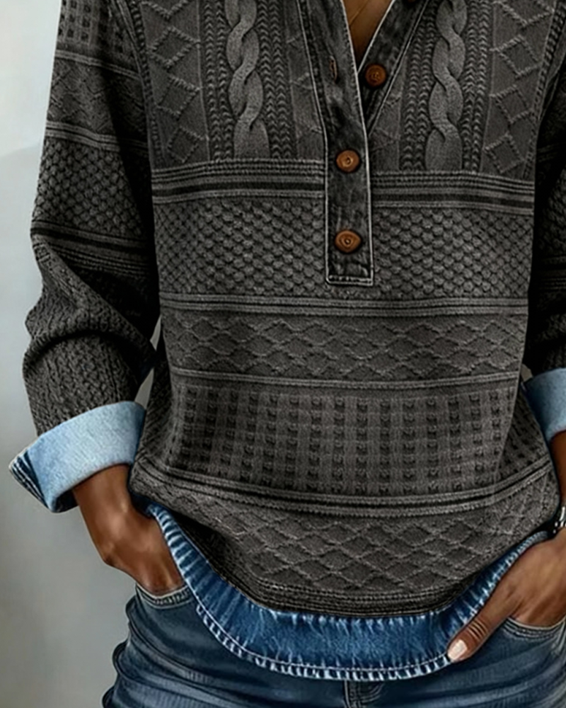 Briana | Trendy Sweatshirt with Half Button