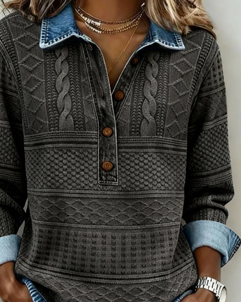 Lyra | Trendy Sweatshirt with Half Button