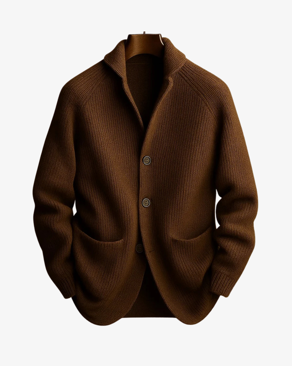 Men's Ribbed Knit Cardigan with Shawl Collar