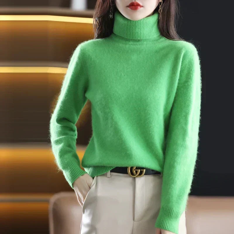 Women’s Turtleneck Sweater with Ribbed Trim