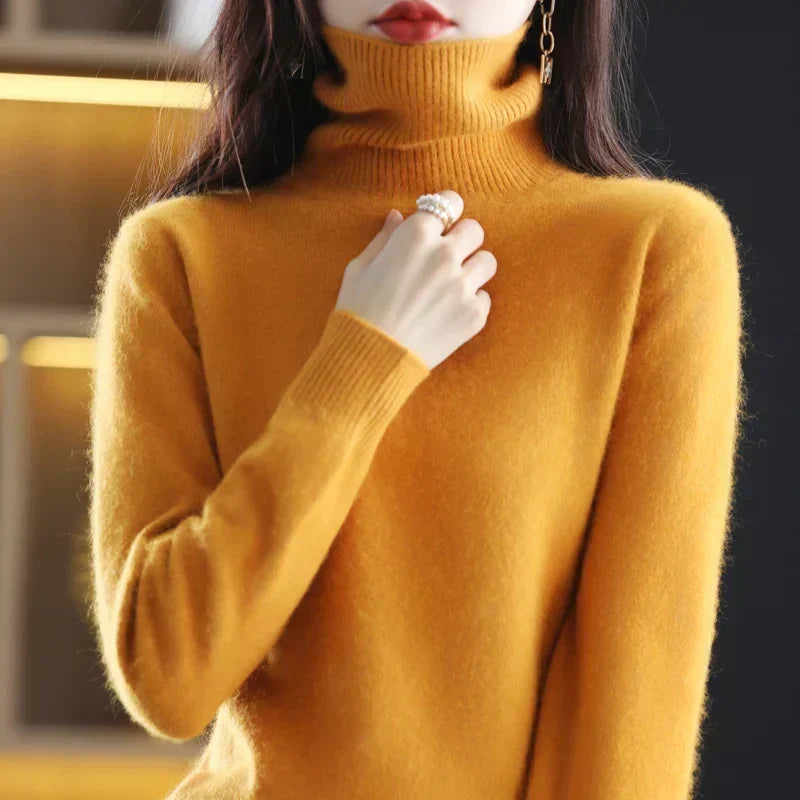 Women’s Turtleneck Sweater with Ribbed Trim