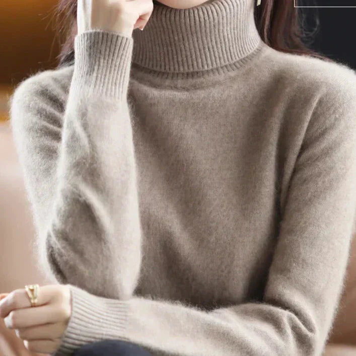 Women’s Turtleneck Sweater with Ribbed Trim