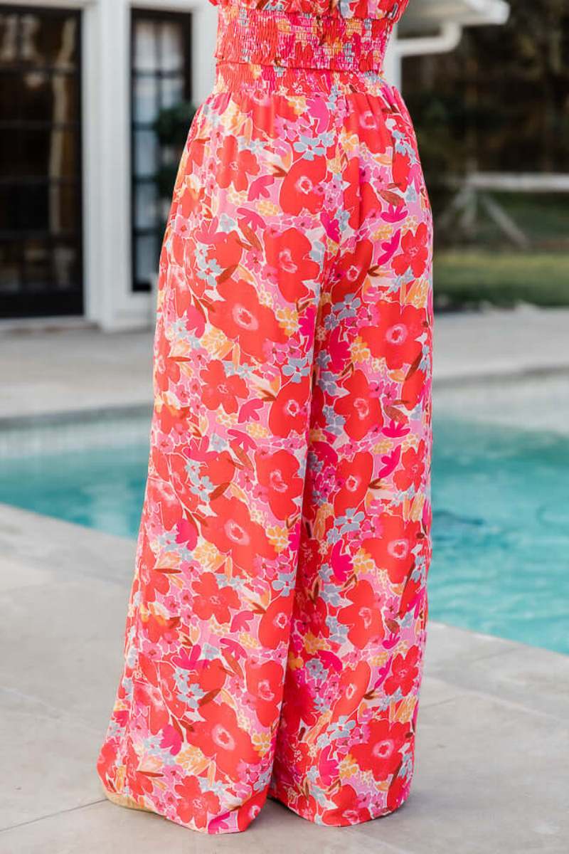 Boho Flower Two Piece Pant Set In Yellow