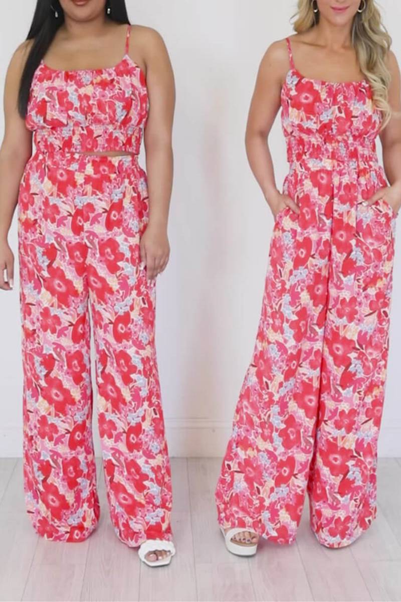 Boho Flower Two Piece Pant Set In Yellow