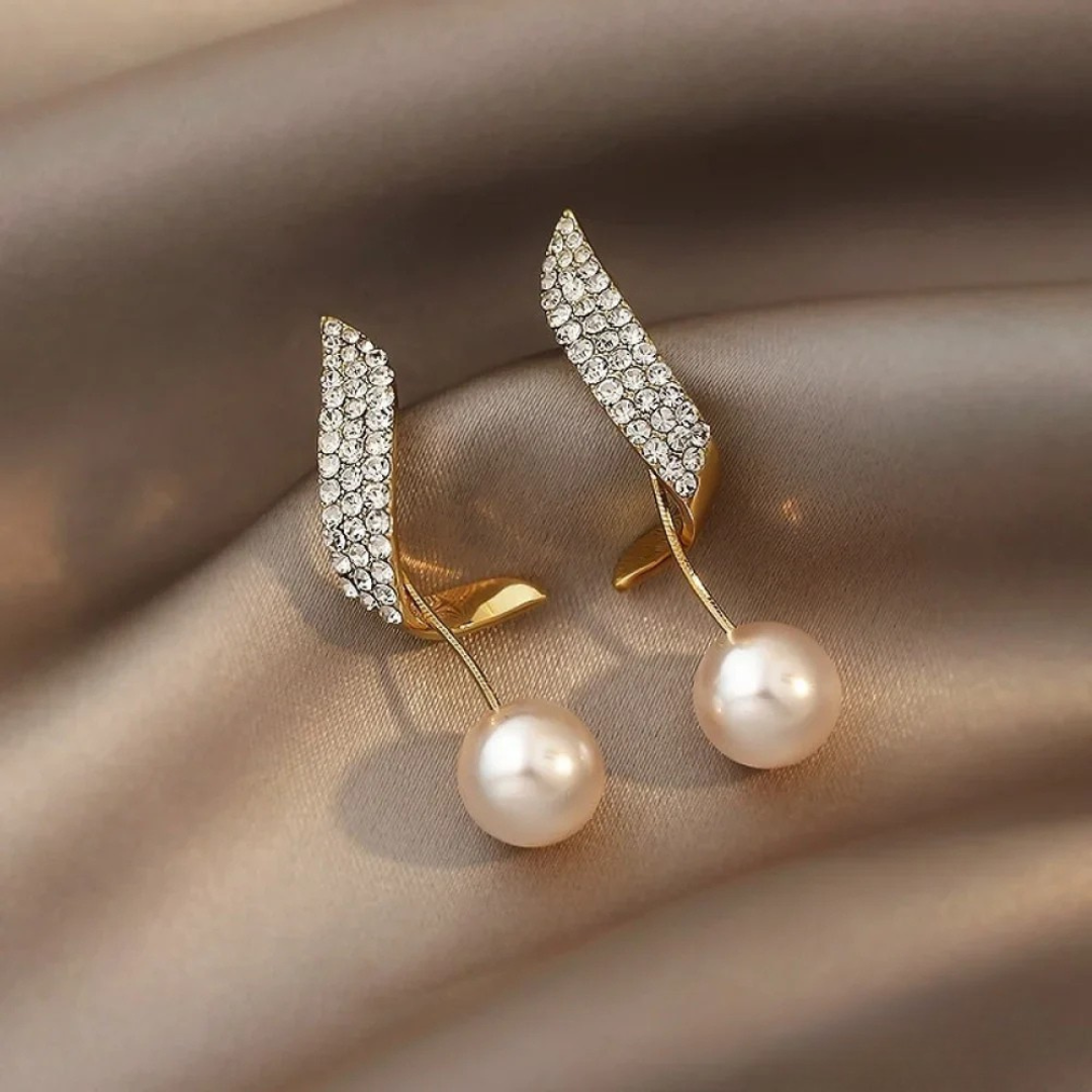 Gold Pearl Teardrop Drop Earrings – Limited Edition Prestige Collection