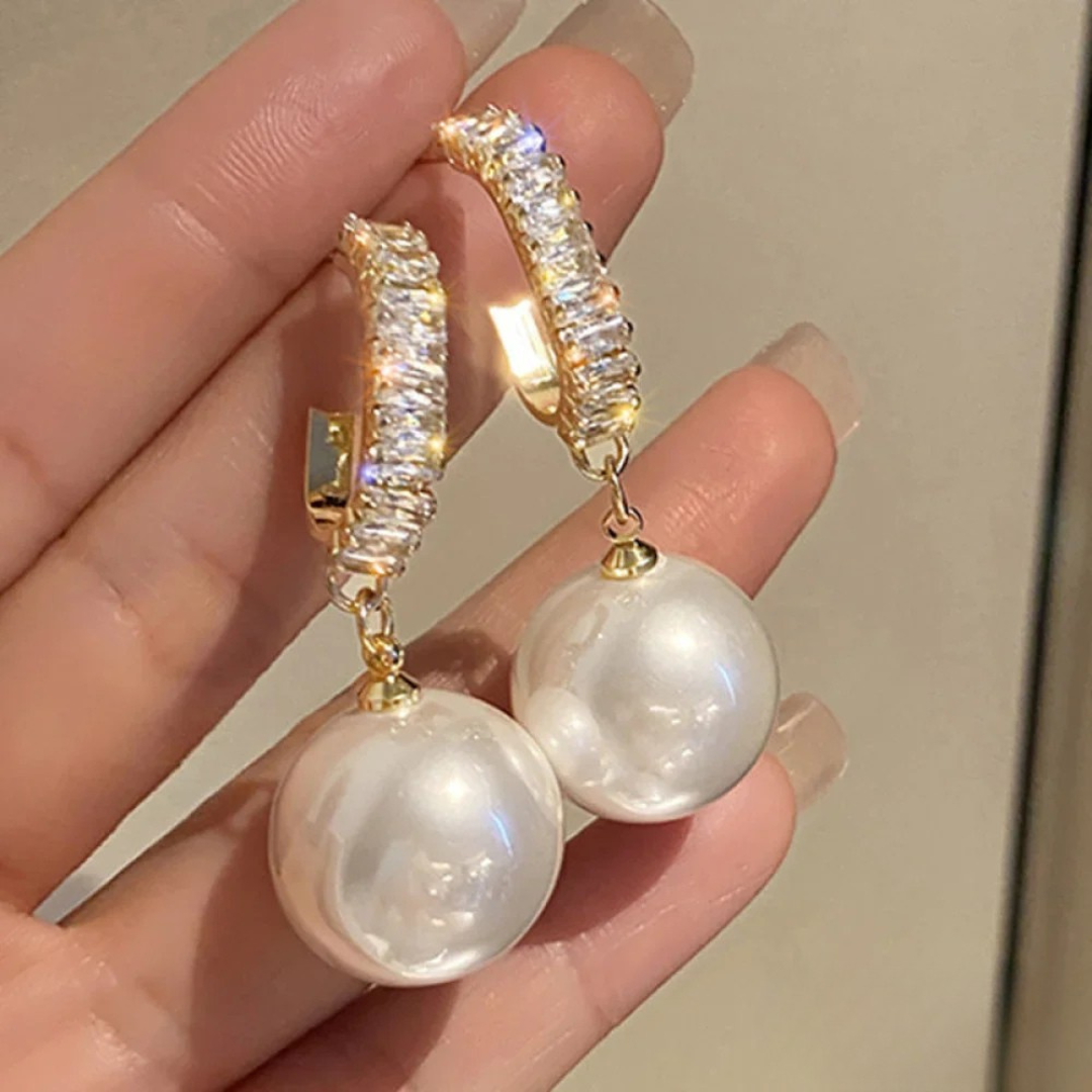 Pearl and Cubic Zirconia Earrings Exclusive Couture Collection