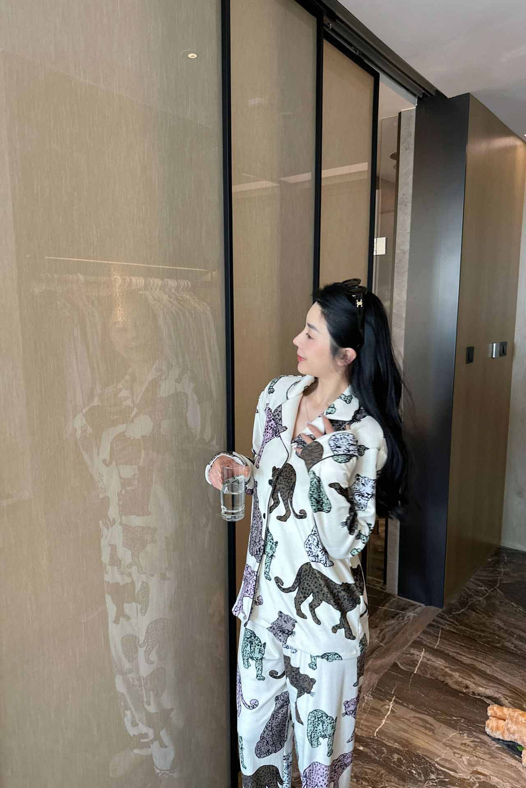 Coordinated Leopard Print Pajama Set