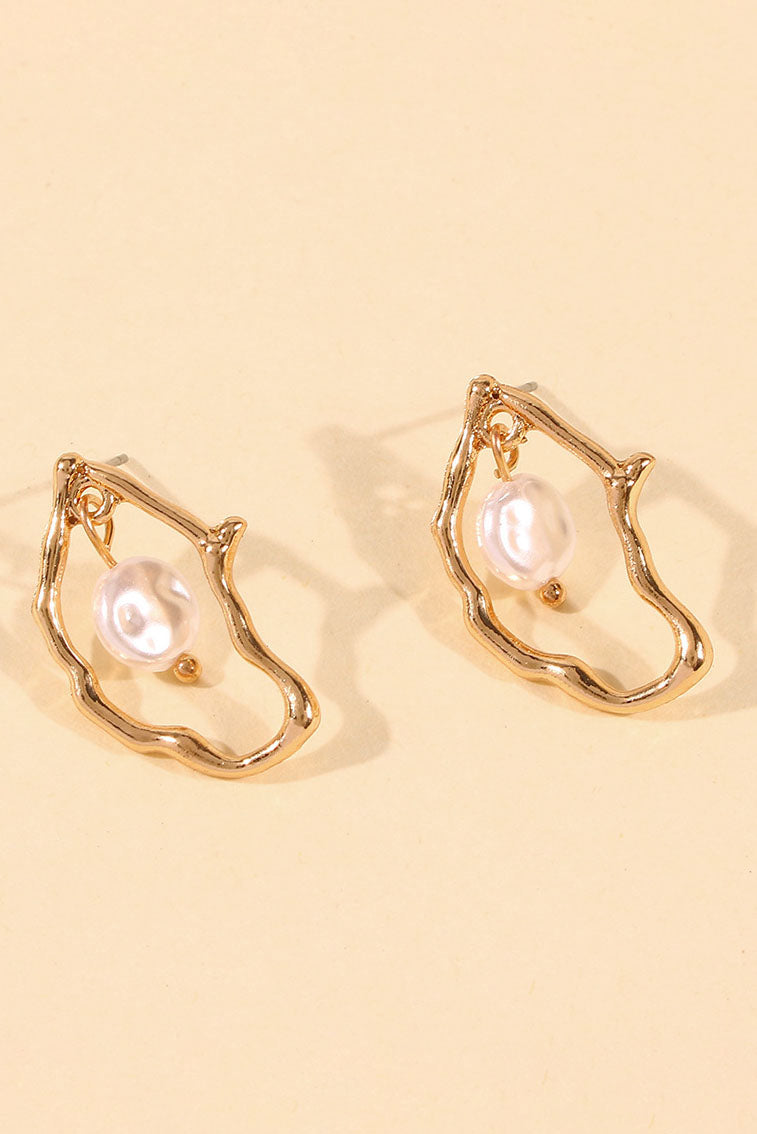 Statement Oyster Pearl Irregular Shaped Drop Earrings