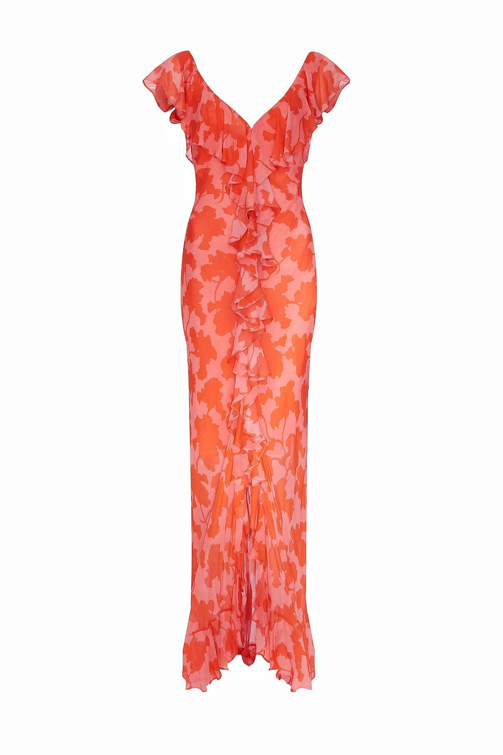 Sunlight Lotus-Chiffon Ruffled Maxi-Length Dress