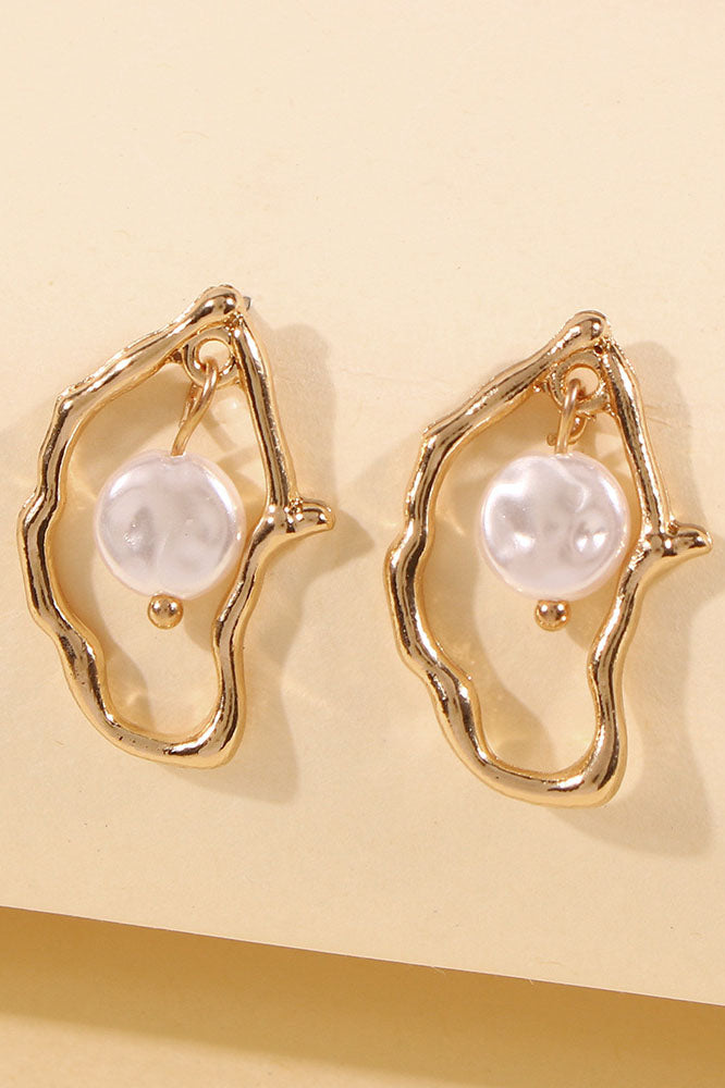 Statement Oyster Pearl Irregular Shaped Drop Earrings