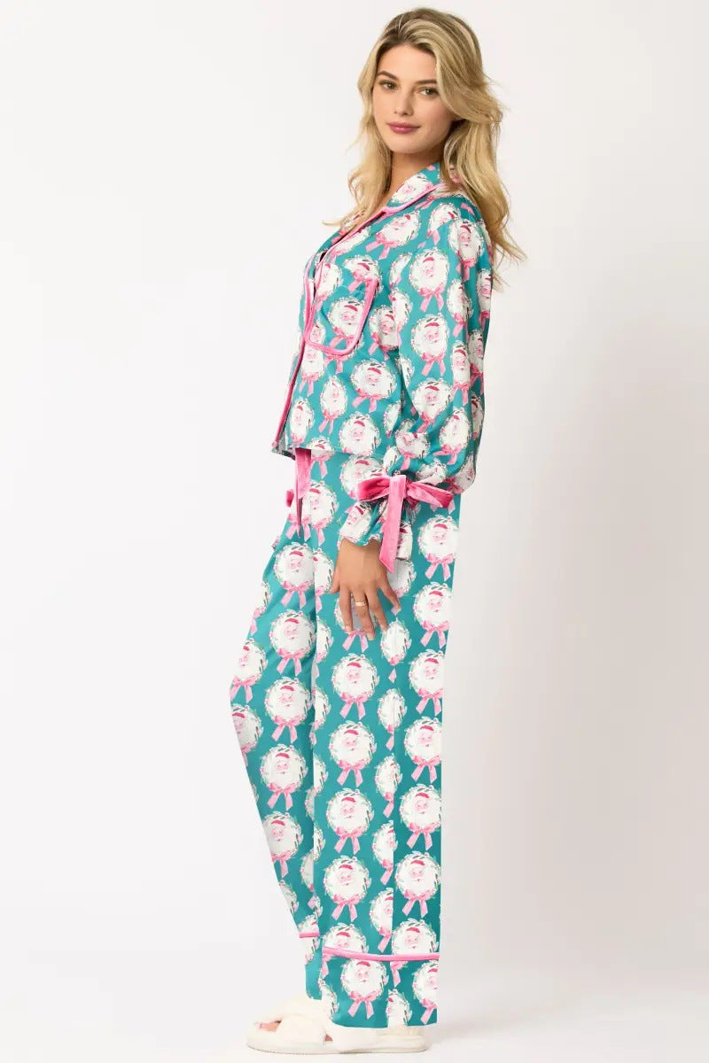 Coordinated Christmas Character Print Pajama Long Set