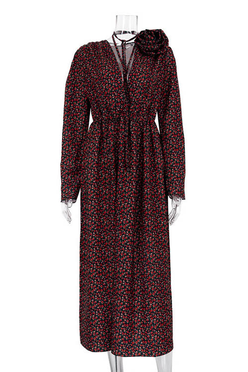 Bertha Flower V-Neck Mini-Length Dress