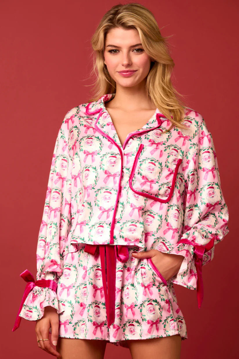 Coordinated Christmas Character Print Pajama Short Set