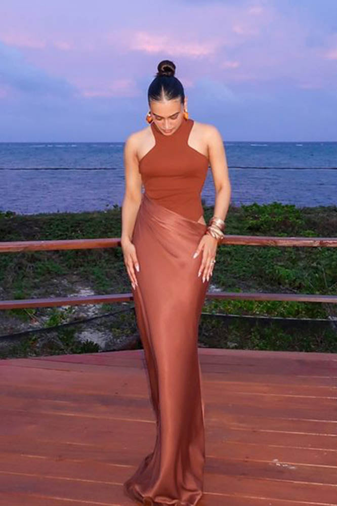 Paneled Cut-Out Fitted Dress