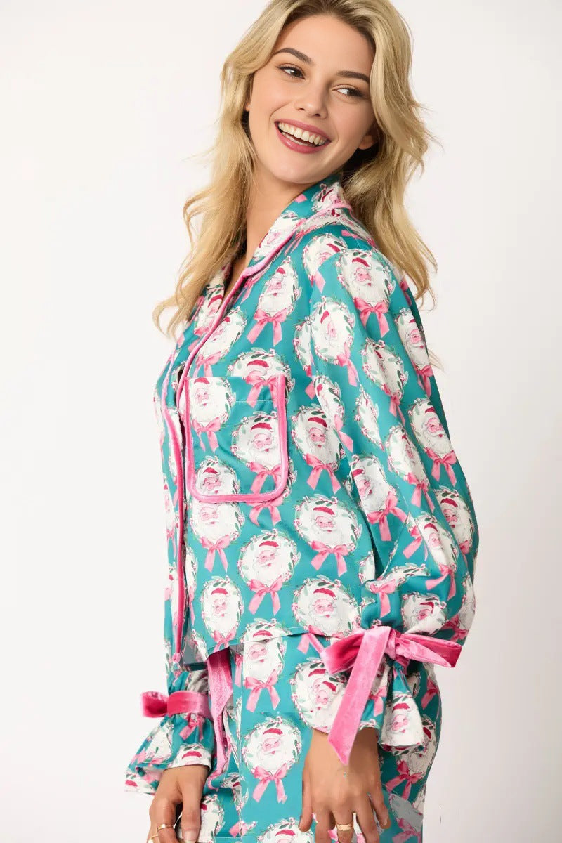 Coordinated Christmas Character Print Pajama Long Set