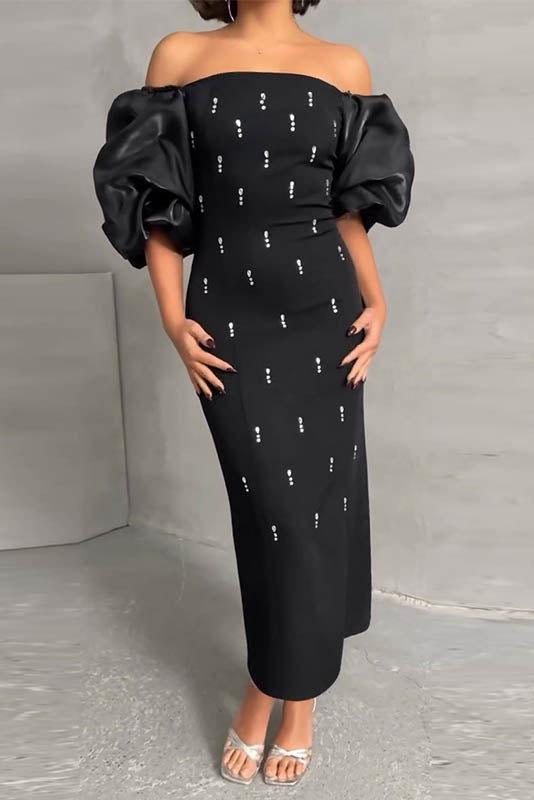 Echoes of the Past Polka Dot Maxi-Length Dress
