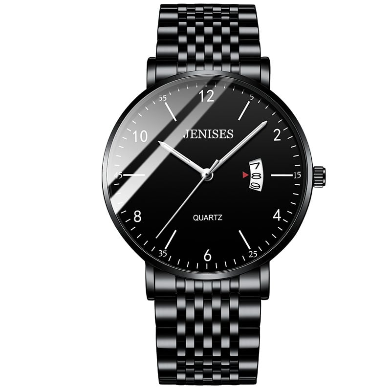 Men's Stainless Steel Watch with Easy-Read Numbered Dial, Slim Case and Link Bracelet