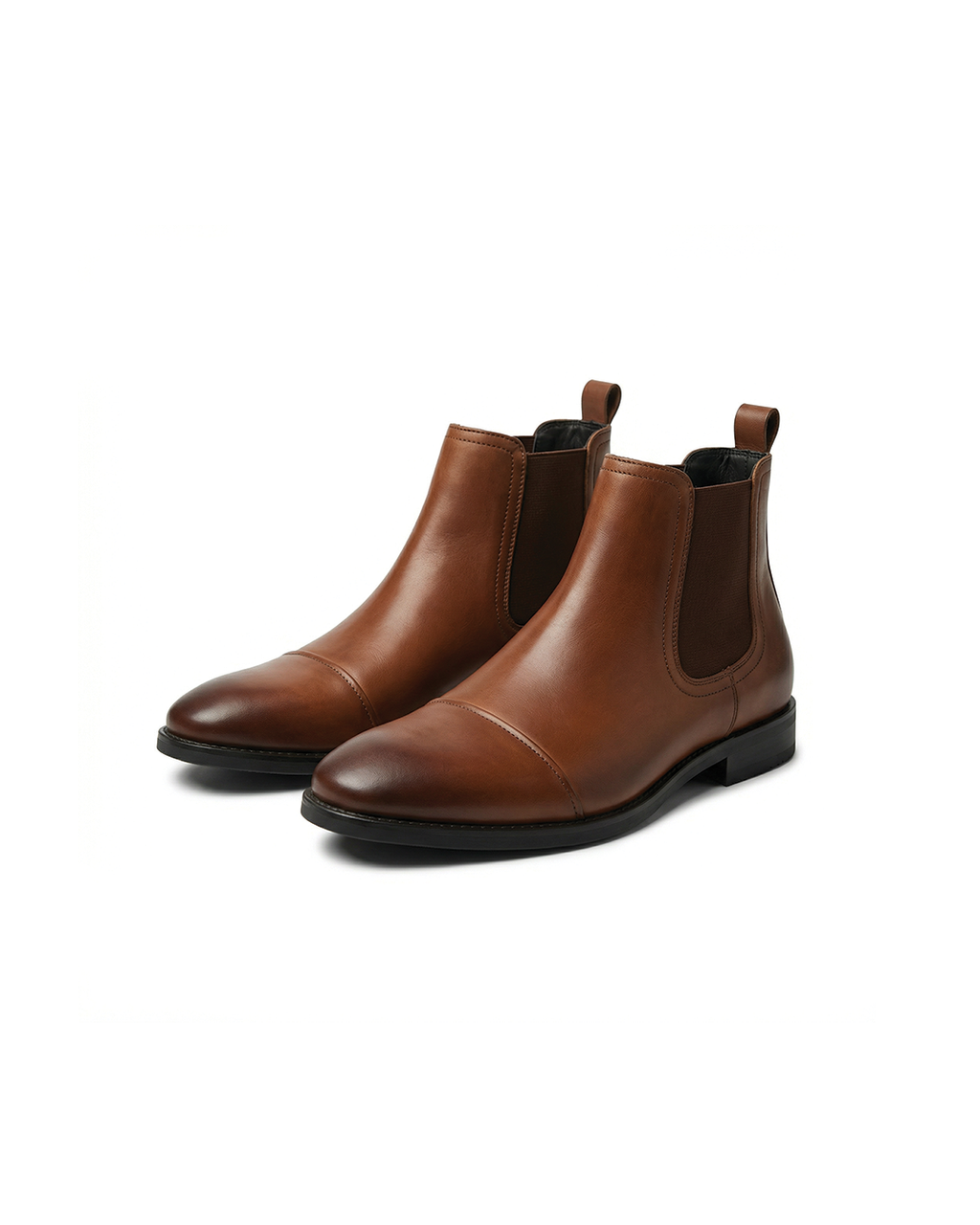 Full-Grain Leather Chelsea Boots with Cap-Toe Detail