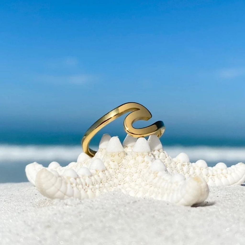 Gold Ocean Wave Ring