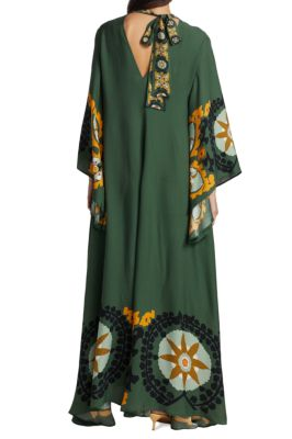 Magnificent Patterned Maxi-Length Dress - Green