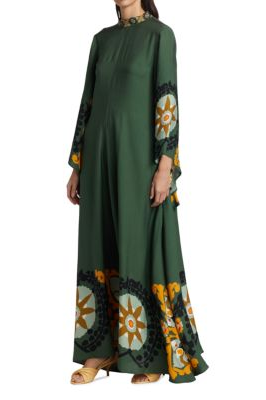 Magnificent Patterned Maxi-Length Dress - Green