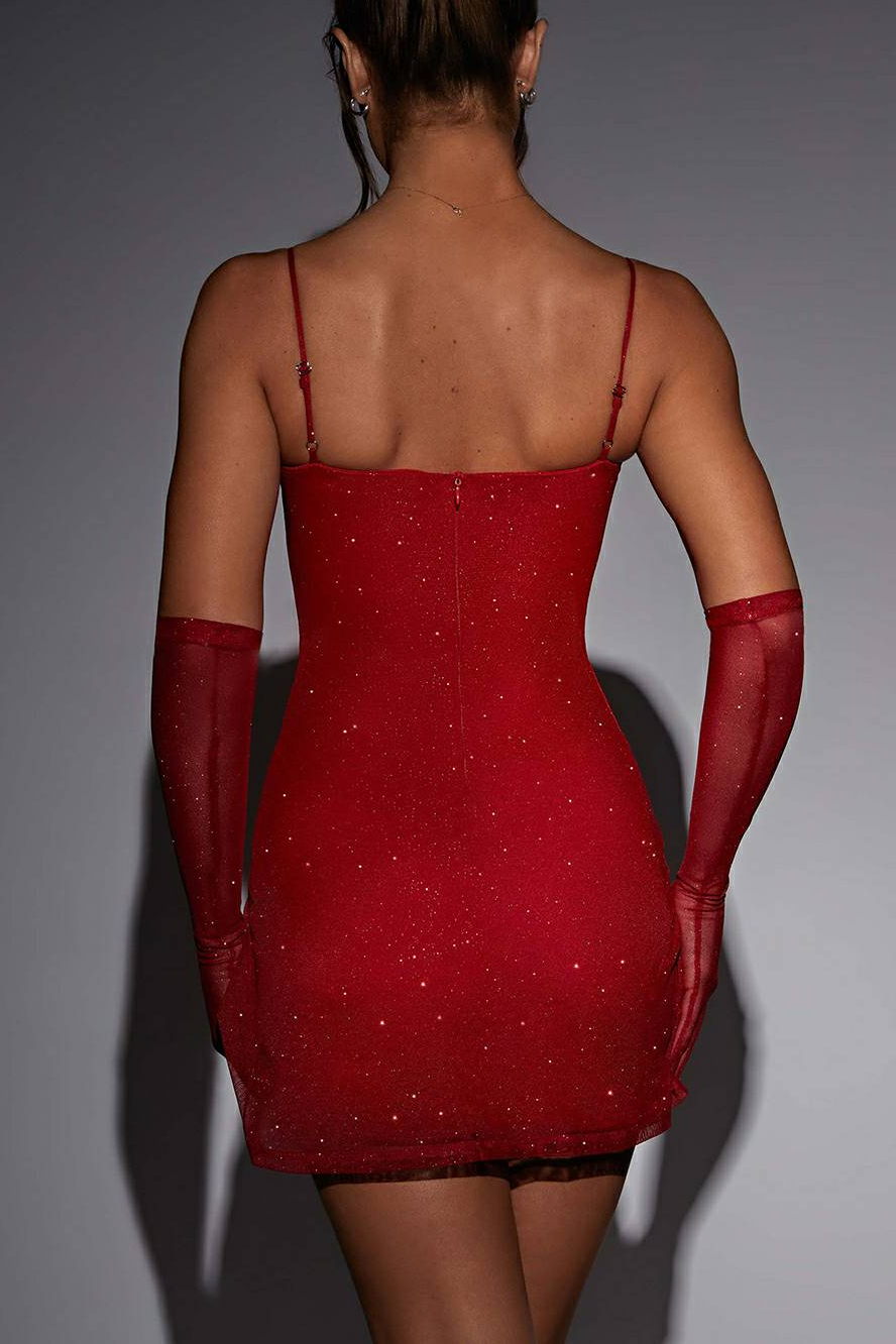 Pixie Mini-Length Dress Red Sparkle