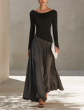 Eden - Minimalist Two-Tone Color-Block Maxi Dress With Drape Neckline
