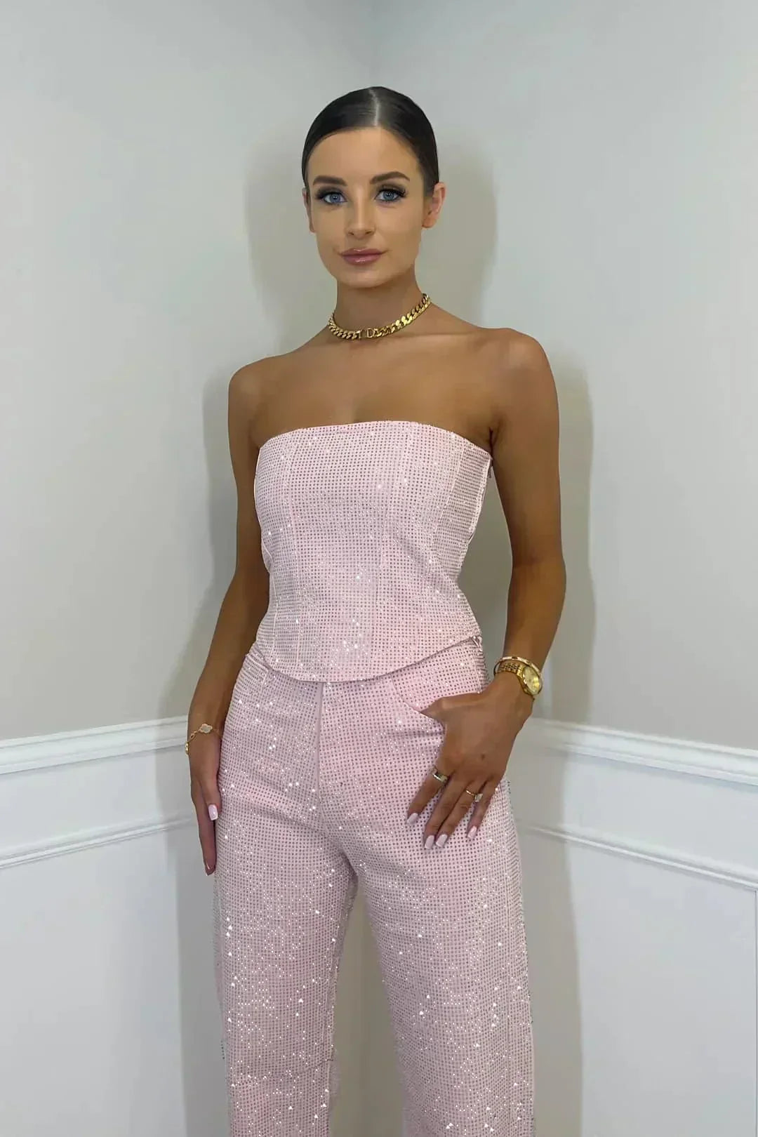 Glimmer - Glitter Set with Crop Top and Jeans
