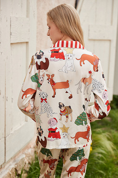 Coordinated Christmas Dog Print Pajama Pant Set