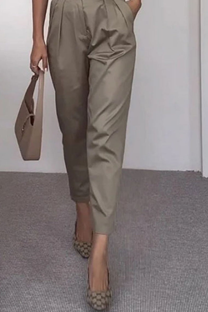 Coordinated Side Pocket Belt Long Pant Set