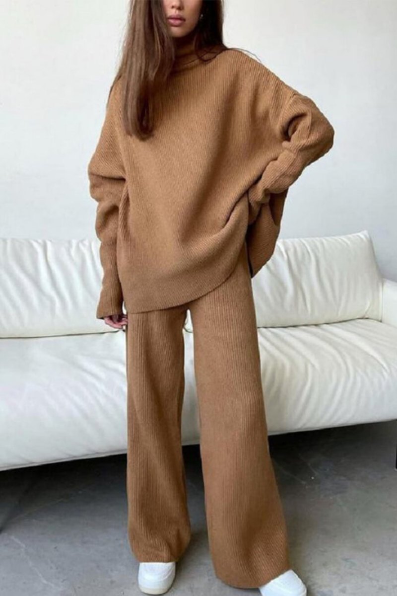 Loose Turtleneck Knitted Relaxed Two-Piece Set