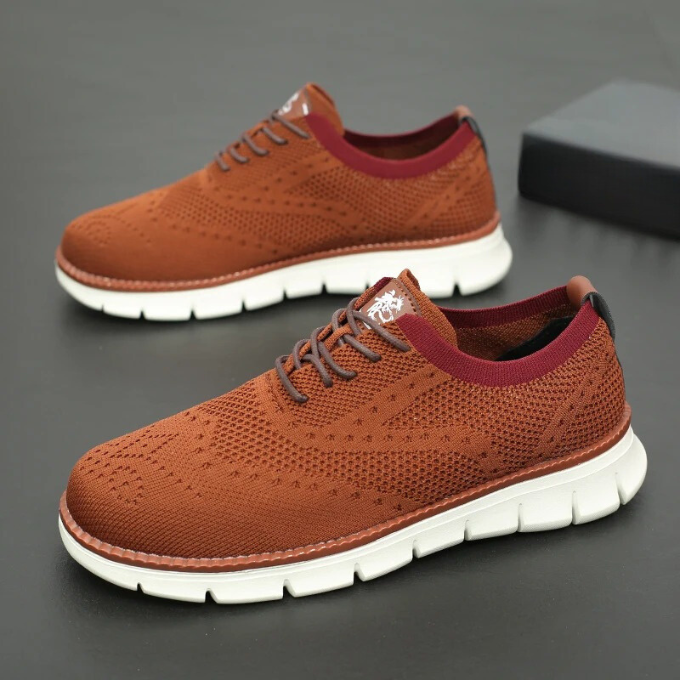 Knit Brogue Shoes with Memory Foam Insole and Breathable Upper