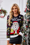 Relaxed Crew Neck Knit Sweater Santa Claus Enjoying a Beer