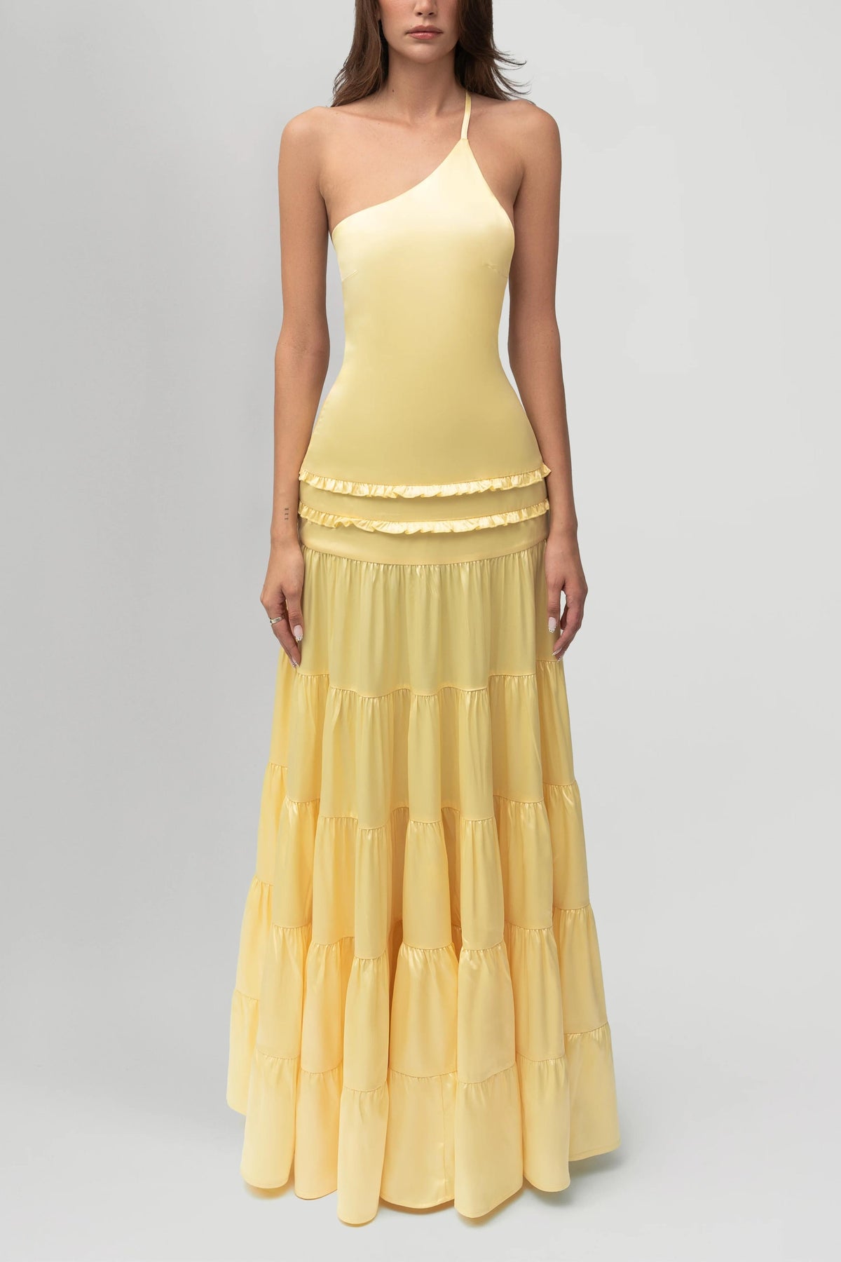 Athena Open-Back Pleated Maxi-Length Dress