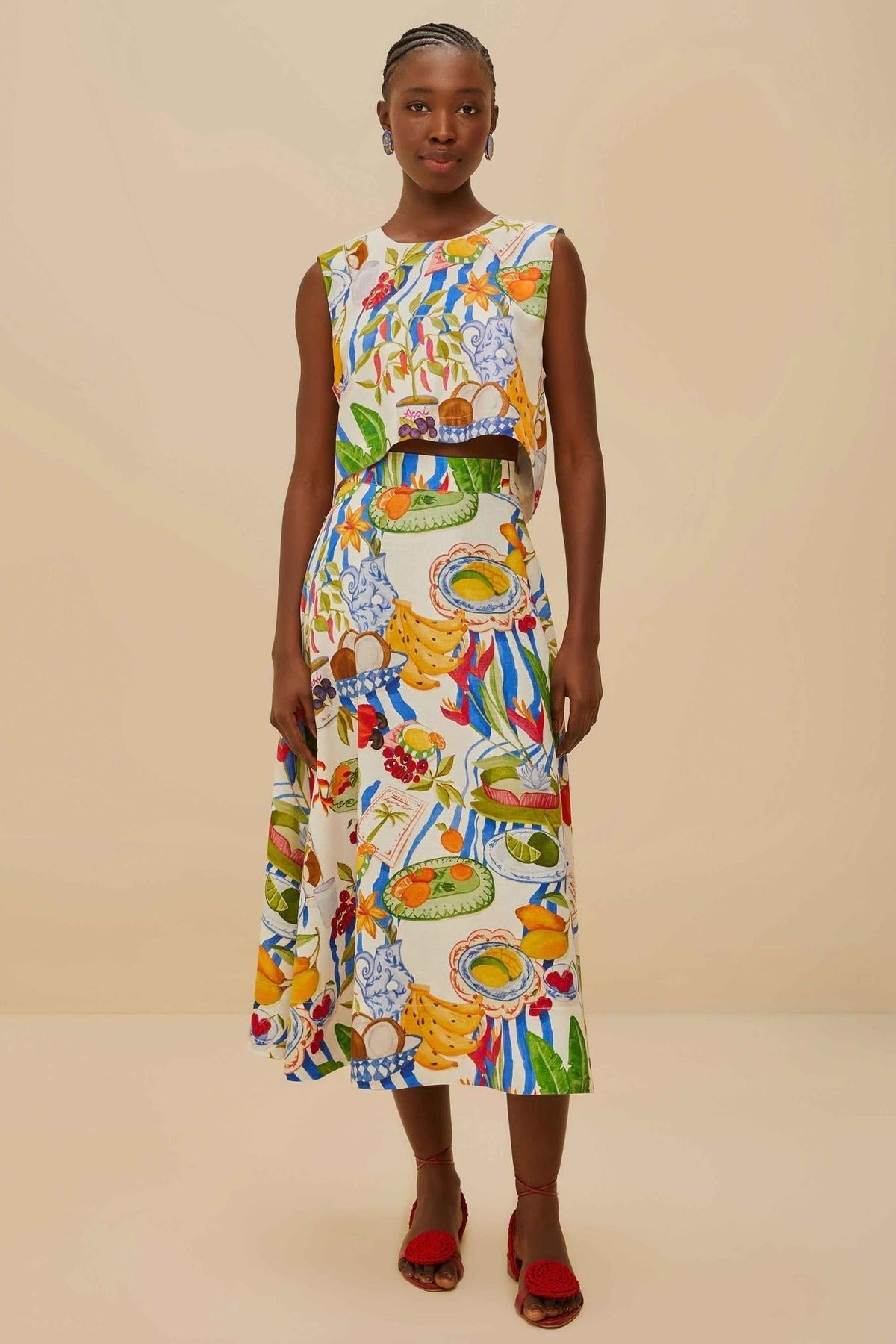 Coordinated Holiday Joy Fruit Color Skirt Set