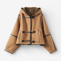 Women’s Suede-Look Teddy-Lined Hooded Jacket with Toggle Fastenings – Cosy Relaxed Winter Outerwear for Casual Everyday Wear