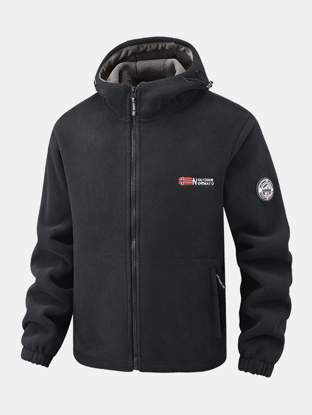 Men's Hooded Polar Fleece Jacket – Warm Full Zip Outdoor Layer with Zipped Pockets for Autumn and Winter