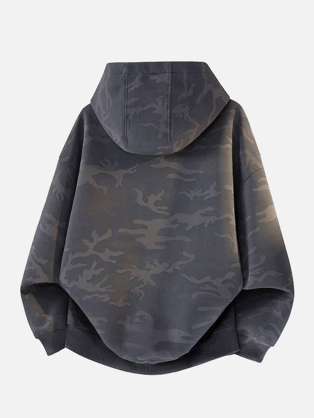 Men's Oversized Camouflage Zip-Up Hoodie – Relaxed Hooded Sweatshirt with Dropped Shoulders for Casual Streetwear